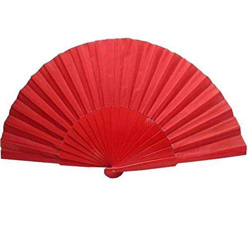 ANUKA Abanico para Flamenco de madera y tela XL (30 cm) Color ROJO