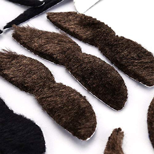 Anyasen 48 pcs Bigotes Postizos Bigotes Autoadhesivos, Bigote Falso Bigote Adhesivo Novedad Bigotes Falsos Falso Tash Accessorios para Fiestas temáticas, Halloween, Carnaval, Carnaval, cumpleaños