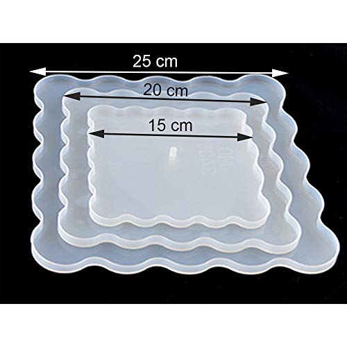 Anyasen Moldes de Silicona para Manualidades 3 Piezas Molde Silicona Resina Molde de Silicona Molde Silicona, con Soporte para Pastel Lámina de Oro y Lámina de Plata, para Bandeja de Frutas