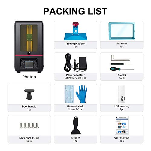 ANYCUBIC Impresora 3D Photon LCD UV Pantalla Tactil Inteligente Alta Precisión Tamaño de Impresión 115mm * 65mm * 155mm