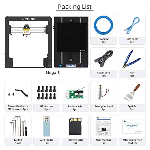 ANYCUBIC Mega S Impresora 3D Tamaño de impresión 210 x 210 x 205 mm Con Ultrabase calefactada Pantalla táctil de 3.5" Funciona con TPU/PLA/ABS