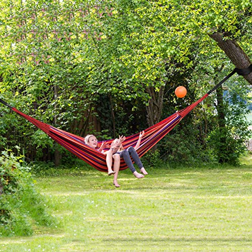 Anyoo Hamaca de Algodón para Jardín al Aire Libre Cama Portátil de Lona con Cuerdas para Acampar Capacidad de 200 Kg Peso Ligera con Bolsa para Jardín Patio Trasero Playa Mochileros