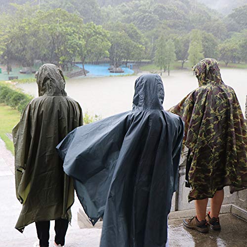 Anyoo Poncho de Lluvia Reusable de Ripstop transpirante Ligero a Prueba de Agua Multiuso Impermeable con Capucha de Lona de Tienda de Campaña Ideal para el Aire Libre Campamento Excursionismo y Pesca