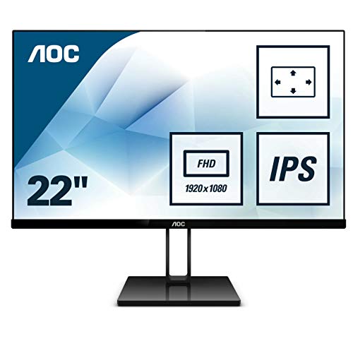 AOC 22V2Q – Monitor de 22" Full HD (IPS, Resolución 1920x1080, FreeSync FlickerFree, Lowblue Light, HDMI, Displayport), Negro