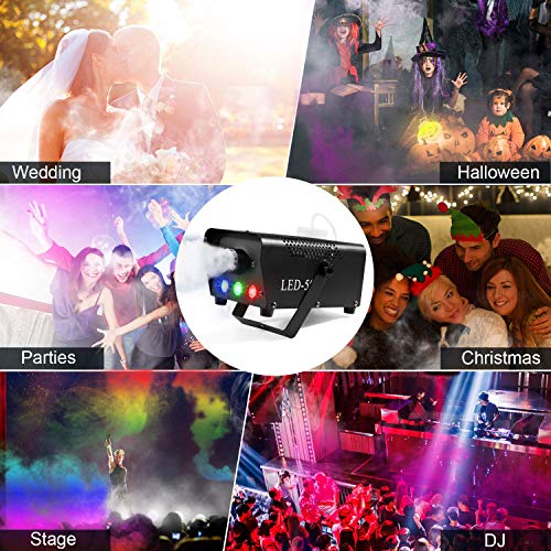 AONCO Máquina de humo 500W RGB LED Luces de efectos de escenario con Control remoto para Matrimonio Cumpleaños Fiesta Partido Teatro Disco DJ