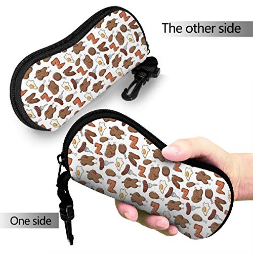 AOOEDM - Estuche blando para gafas de sol, ultraligero, portátil, de neopreno con cremallera, estuche para anteojos, estuche de protección para gafas con clip para cinturón, patrón de carne de pollo