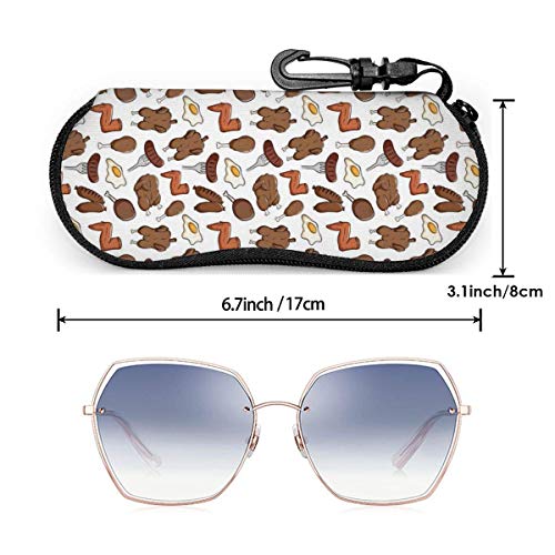 AOOEDM - Estuche blando para gafas de sol, ultraligero, portátil, de neopreno con cremallera, estuche para anteojos, estuche de protección para gafas con clip para cinturón, patrón de carne de pollo