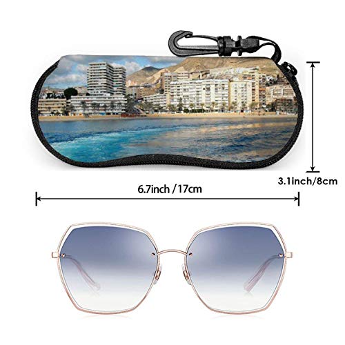 AOOEDM - Estuche blando para gafas de sol, ultraligero, portátil, de neopreno con cremallera, estuche para anteojos, estuche protector para gafas con clip para cinturón, aguadulce almeria