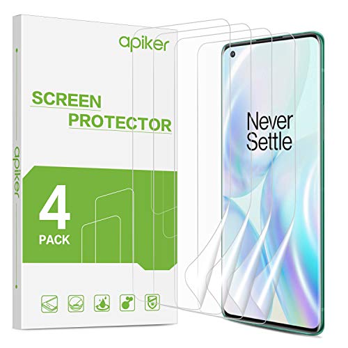 apiker 4 Unidades Protector Pantalla Soft TPU Compatible con Oneplus 8 5G, Cobertura Máxima, Sin Burbujas, Sin Aplicación Húmeda, 24 Horas de Autocuración