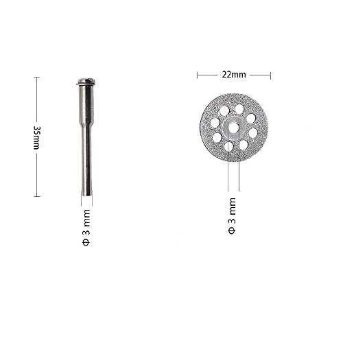 APlus Diamante Mini Trennscheibe Set Diamante (Juego de Cuchillas Perforadas 22 mm con 2 Arbors 10 Unidades)