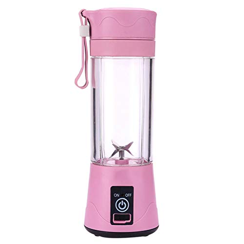 APQMR Licuadora Usb380Ml 6 Cuchillas Exprimidor Manijas Botella USB Eléctrica Fruta Cítrica Exprimidor De Limón Licuadora Exprimidor Escariador Máquina-Rosa