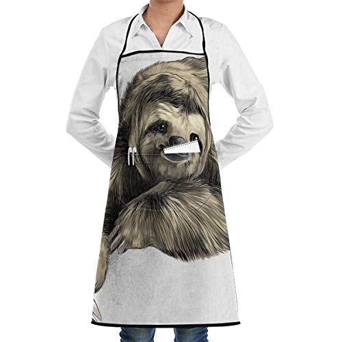 Apron Sweetly Smiling Jungle Animals Delantal con Babero Delantales De Cocina Restaurante Cafe Jardinería Impermeable Bolsillo para Hornear Regalo Delantal De Cocina En Casa para M