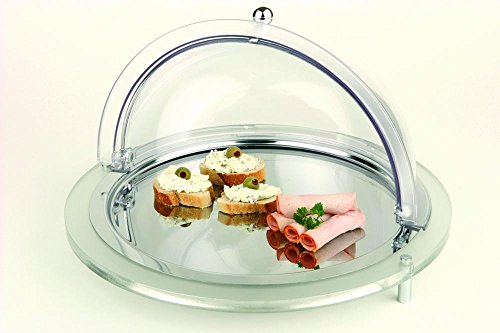 APS 11512 1 Top Fresh GN 1/1 - Juego de 1 bandeja de acero inoxidable, 2 ventiladores, 1 compartimento profundo de acero inoxidable y 1 marco de acrílico, 61 x 38 x 8 cm, redondo