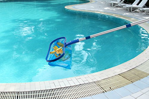 Aquatix Pro Skimmer de Piscina Premium Rastrillo de Hojas con Bolsa Profunda con Poste de Aluminio telescópico Ajustable de Trabajo Pesado de 4 pies, Malla Fina, Marco Resistente, Agarre Fuerte