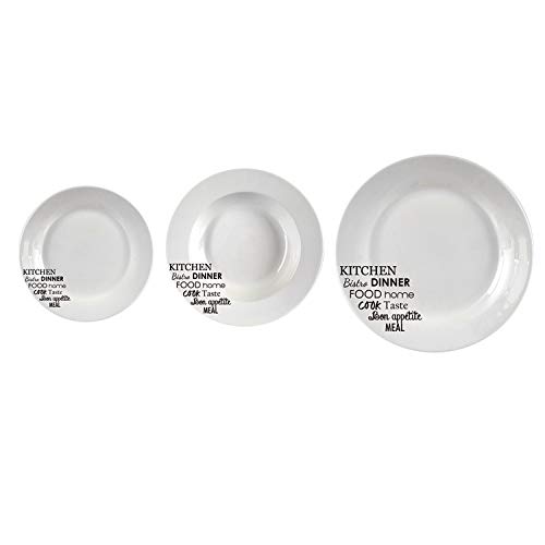 AR Vajilla Porcelana 18 Piezas 6 Servicios Frases, Varios, TU