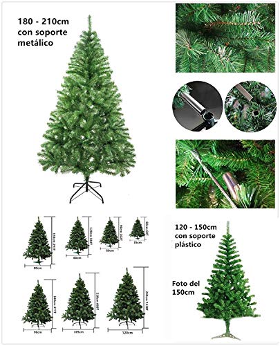 Árbol de Navidad Artificial Arboles C/Soporte Metálico (Verde Brillo, 210cm 668Tips)