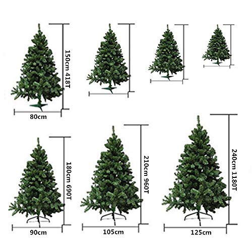 Árbol de Navidad Artificial de Pino Maxi-Relleno Arboles Desmontable C/Soporte Metálico 150-240cm (Verde Desmontable, 180cm 690Tips)