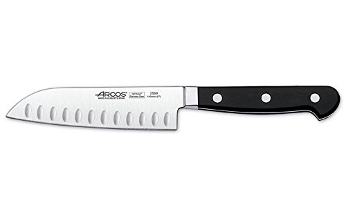 Arcos Serie Clasica - Cuchillo Santoku Cuchillo Asiático - Hoja de Acero Inoxidable Forjado Nitrum 140 mm - Mando de Polioximetileno (Pom) Color Negro