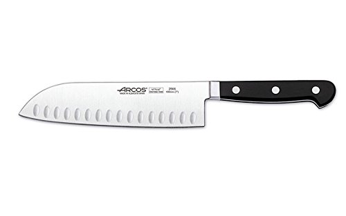 Arcos Serie Clasica - Cuchillo Santoku Cuchillo Asiático - Hoja de Acero Inoxidable Forjado Nitrum 180 mm - Mando de Polioximetileno (Pom) Color Negro