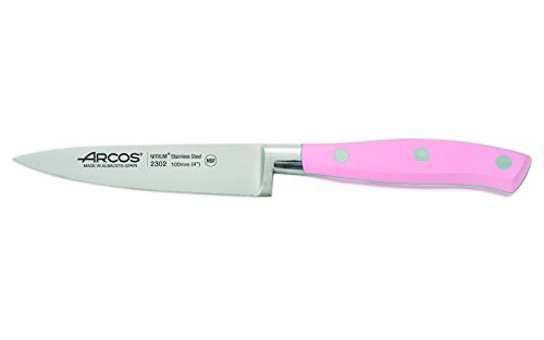 Arcos Serie Riviera Rose - Cuchillo Mondador - Hoja de Acero Inoxidable Forjado Nitrum 100 mm - Mango de Polioximetileno (Pom) Color Rosa