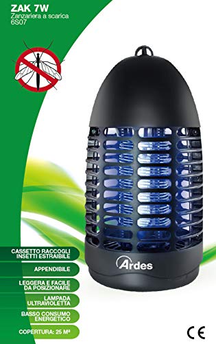 Ardes AR6S07 ZAK - Mosquitera eléctrica de descarga, 7 W, insecticida Killer gancho colgante con recogedor de insectos, negro