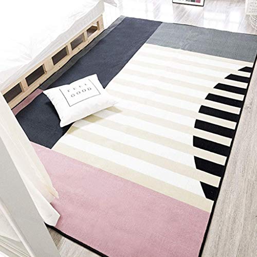 Área Alfombras Cama Manta Engrosamiento Sala de Estar Café Colchón Alfombra Rectangular Poliester Dormitorio Nórdico Chopin Mesa Fibra sintética (Color : Multi-Colored, Size : 140 * 200cm)