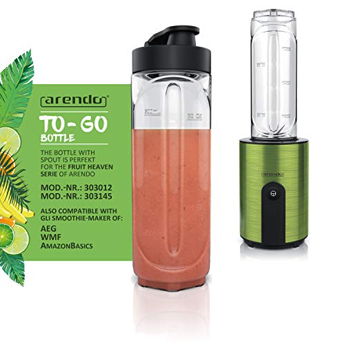 Arendo - Botella de 600 ml Smoothies Recipiente para líquidos - para Arendo Smoothiemaker Mix y Go - Compatible con mezcladores WMF AEG AmazonBasics - 600 ml - No BPA