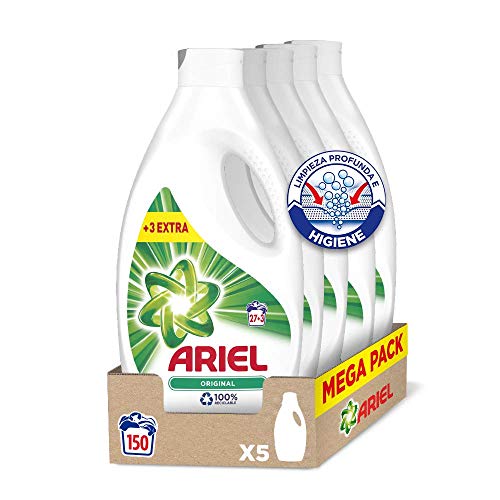 Ariel Original - Detergente líquido para la lavadora, 150 lavados (5 x 27 + 3)