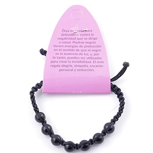 ARITZI – Pulsera con Nudo corredizo con Bolas de Piedra Natural de 8 mm – Piedras de Onix