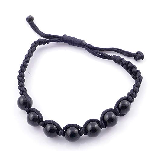 ARITZI – Pulsera con Nudo corredizo con Bolas de Piedra Natural de 8 mm – Piedras de Onix