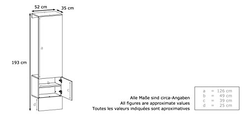 Armario de Pared Carlton Set 5, Cuerpo en Blanco Mate/Panel en Gris Arena de Alto Brillo