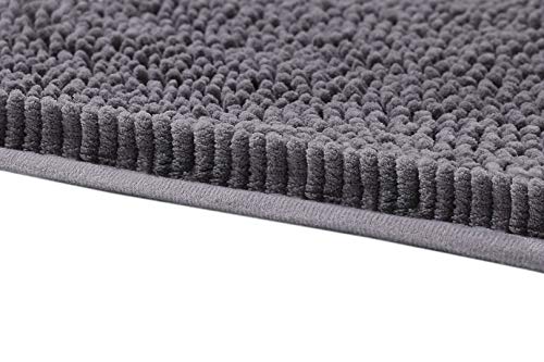 ARNTY Alfombra de Baño Antideslizante, Alfombra para el baño Chenille Súper Suave y Acogedora Alfombrillas de Baño Gris para Ducha,Cocina Absorbente Tapete de Piso (Gris-Chenille, 45x65cm)