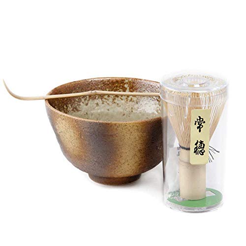 Aromas de Té - Kit de Té Matcha Ceremonia del té/Set Té Matcha Japonés/Pack Accesorios Green Tea Matcha Incluye Bol de Cerámica Japonesa, Chazaku Cuchara Medidora y Chasen Batidor con Soporte