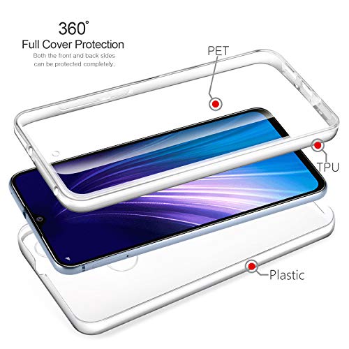 AROYI Funda Xiaomi Redmi Note 8, Ultra Slim Doble Cara Carcasa Protector Transparente TPU Silicona + PC Dura Resistente Anti-Arañazos Protectora Case Cover para Xiaomi Redmi Note 8