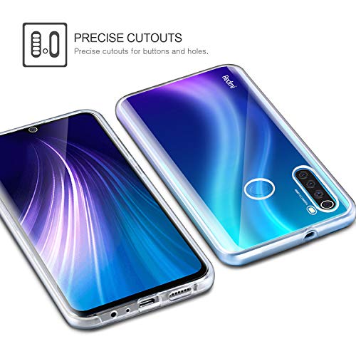 AROYI Funda Xiaomi Redmi Note 8, Ultra Slim Doble Cara Carcasa Protector Transparente TPU Silicona + PC Dura Resistente Anti-Arañazos Protectora Case Cover para Xiaomi Redmi Note 8