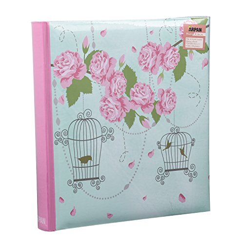 ARPAN BL57-X2 Álbum 5 x 7 Pulgadas, Espacio de Escritura para 200 Fotos, 13 x 18 cm, tamaño Perfecto para Regalo de Boda, Aniversario, cumpleaños, 2 Unidades (Jaula de pájaros Vintage Rosa), Papel