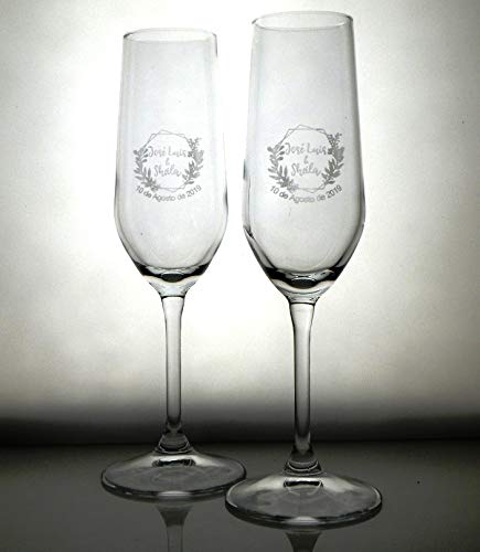 Arte-Deco Copas de Cava para Boda, Aniversario Y Celebraciones. Regalo Elegante y Bonito con Estuche de presentación. También Podemos Hacerlo con Otro de los diseños de los mostrados en Las imágenes.