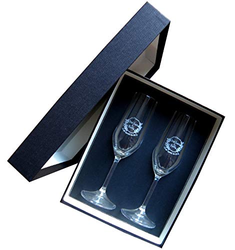 Arte-Deco Copas de Cava para Boda, Aniversario Y Celebraciones. Regalo Elegante y Bonito con Estuche de presentación. También Podemos Hacerlo con Otro de los diseños de los mostrados en Las imágenes.