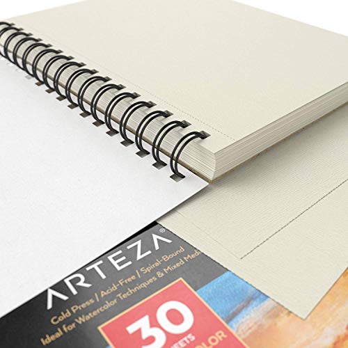 Arteza Bloc de dibujo para pintar acuarelas | Tamaño A5 | Pack de 3 blocs | 30 hojas x 3 | Papel de 300gsm prensado en frío | Libreta A5 con papel para pintura de acuarela y medios mixtos