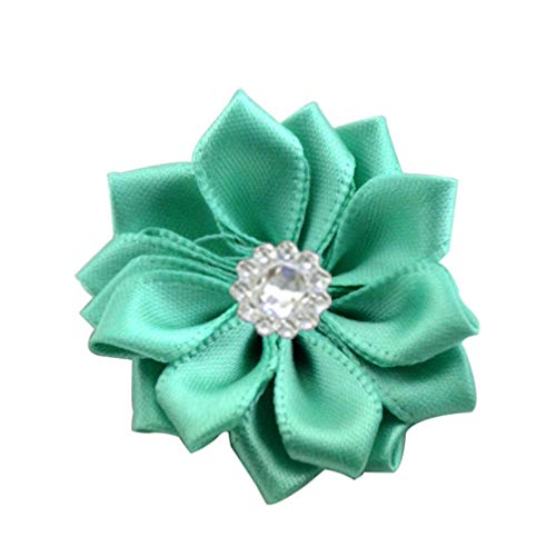 Artibetter Lazos de flores de cinta de raso de 40 piezas con diamantes de imitación adornos de flores de cinta apliques para manualidades decoraciones de boda diy adornos de 4 cm