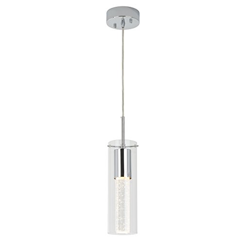 Artika OME1LB-HD1 Essence - Lámpara de techo (cromo, 1 colgante, 12 pulgadas, con LED integrado y cristal de burbujas, cromada)