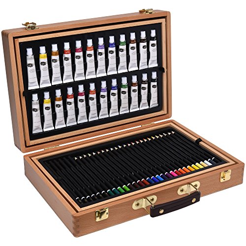 Artina Set de Pintura 127 Piezas Bologna maletín Madera óleos lápices de Colores Acuarelas acrílicos - Kit de Pintura