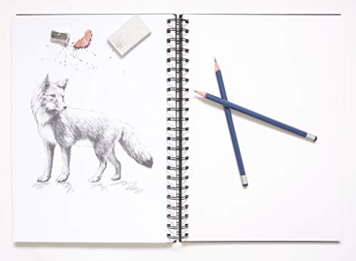 Artistik - Cuaderno de dibujo, de anillas, perforado, cubierta de tela de alta calidad, 50 hojas (100 caras), papel de 180 g/m² Pack of 1-A4 (50 Sheets) blanco