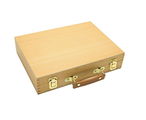 Artme Caja-Caballete de Madera Premium Set de 23 Piezas – Caballete de Mesa 32x24cm/ 3 Paneles de lienz / 12 Pinturas de acrílico/ 4 Pinceles/lápiz/Cuchillo de Paleta de plástico/Paleta