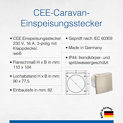 AS Schwabe 60484 - Enchufe de alimentación para caravanas (230 V/16 A, 3 Pines)