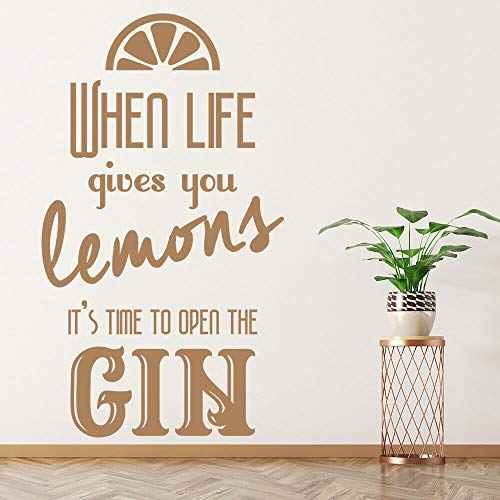 ASFGA Cuando la Vida te da Limones Citas Inspiradoras calcomanías de Pared Abrir Gin Vinilo Ventana Pegatinas Dormitorio Restaurante Bar decoración