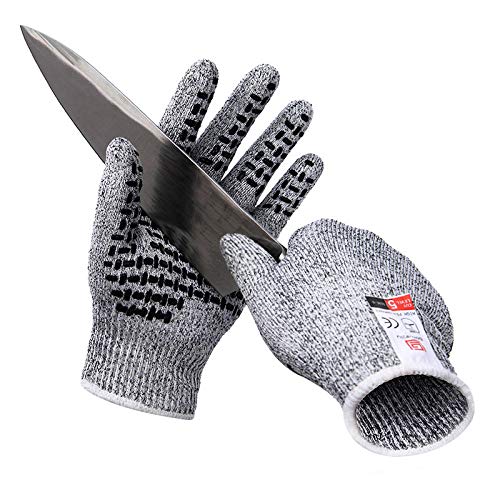 ASNV Guantes Resistentes a Cortes, protección, Seguridad, Cocina, Verduras, Pescado, Matanza, maquinaria Antideslizante.-Antideslizante_L