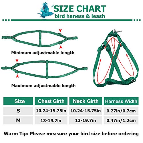 ASOCEA Pluma Ajustable Correa pájaro arnés y Correa para pequeños Loros Razas Medianas