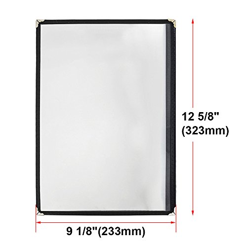 Aspire 12/36 paquetes de cubierta transparente para menús de bolsillo individual con capacidad para insertos de 8.5" x 30.5 cm, talla única, Negro