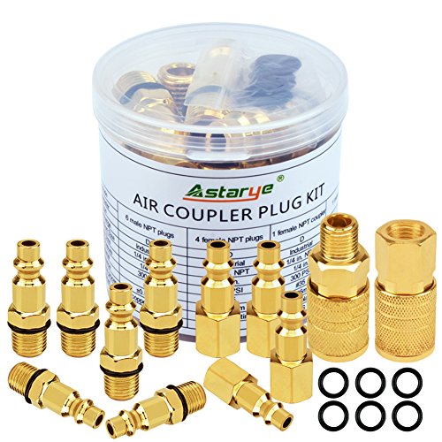 astarye Conector de Aire Conector de Aire Conector, Kit de 1/4 NPT Conector de Aire 12 Unidades de Tipo Industrial D Conector